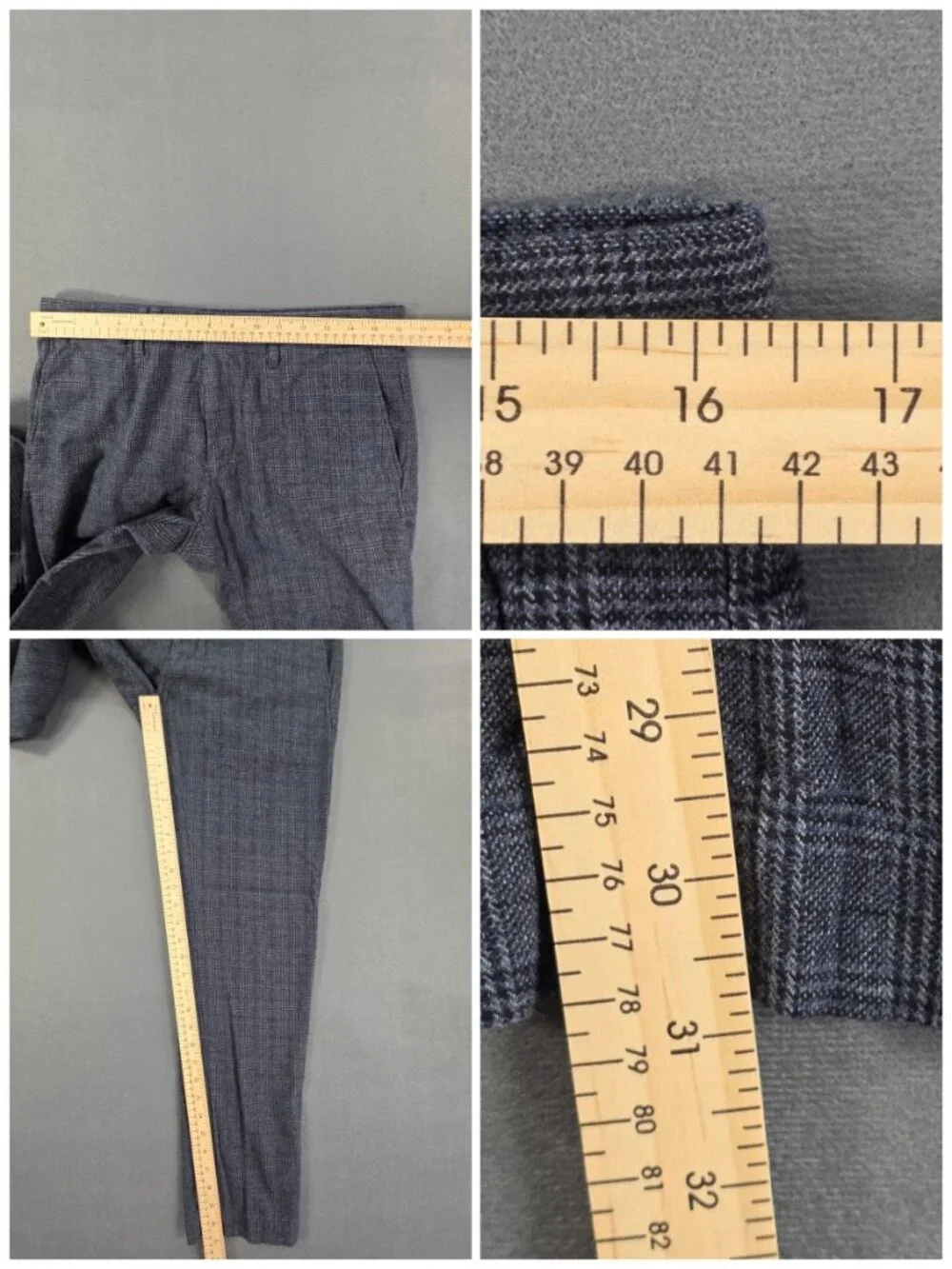 J. Crew 484 Slim Men's Plaid Pants 31x32 Navy Gray Stretch